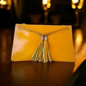 100% Leather Butterscotch ENVELOPE Clutch Bag